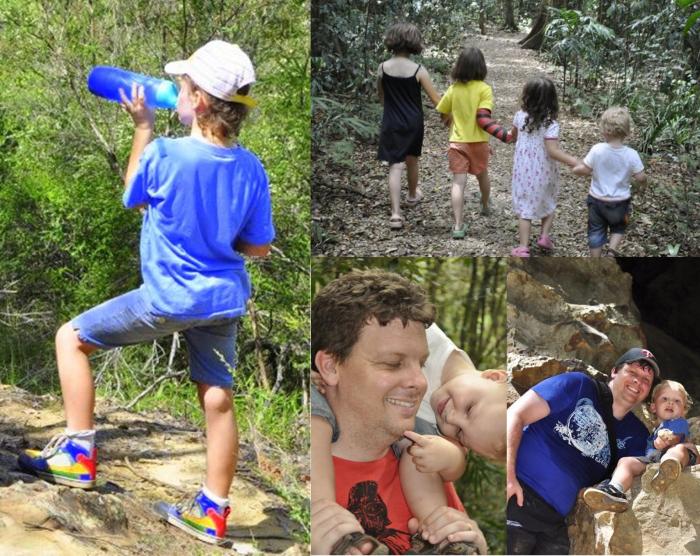 Kids do adventurous things hiking airport visit bush walking